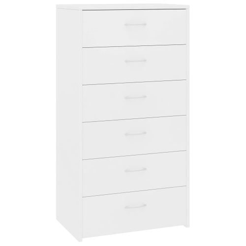 Chiffonnier Avec 6 Tiroirs Blanc 50x34x96 Cm Bois D'ingénierie