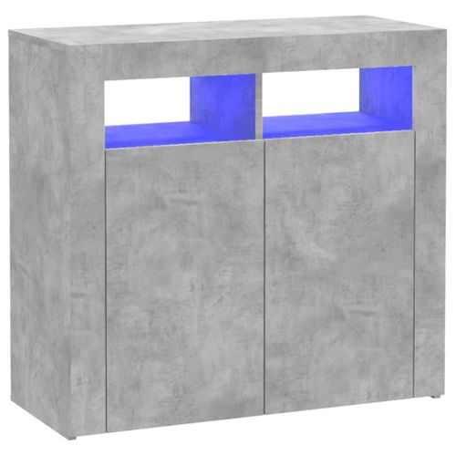 Buffet - Bahut - Meuble De Rangement Avec Lumières LED Gris Béton 80x35x75 Cm