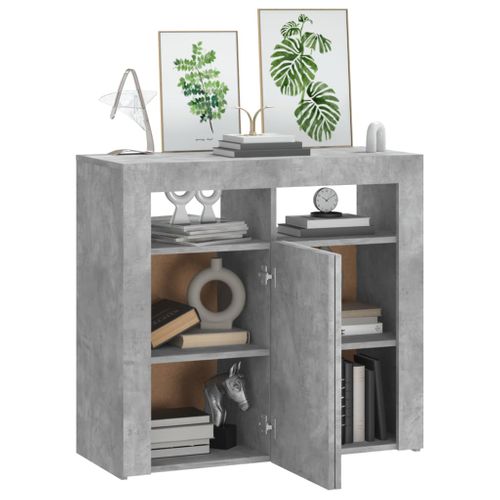 Buffet - Bahut - Meuble De Rangement Avec Lumières LED Gris Béton 80x35x75 Cm