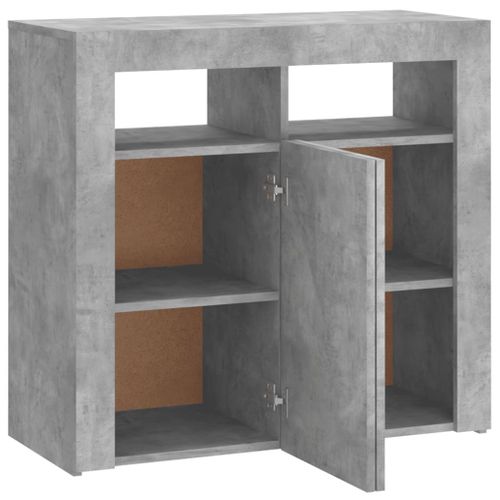 Buffet - Bahut - Meuble De Rangement Avec Lumières LED Gris Béton 80x35x75 Cm
