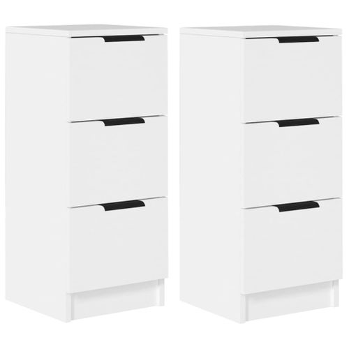 Lot De 2 Chiffonniers Blanc 30x30x70 Cm Bois D'ingénierie