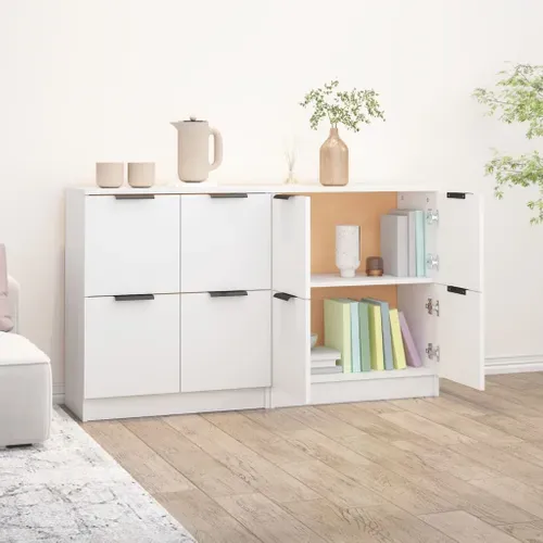 Lot De 2 Buffets - Bahut - Meuble De Rangement Blanc 60x30x70 Cm Bois D'ingénierie
