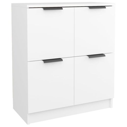 Lot De 2 Buffets - Bahut - Meuble De Rangement Blanc 60x30x70 Cm Bois D'ingénierie