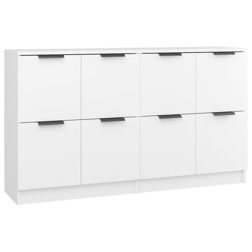 Lot De 2 Buffets - Bahut - Meuble De Rangement Blanc 60x30x70 Cm Bois D'ingénierie