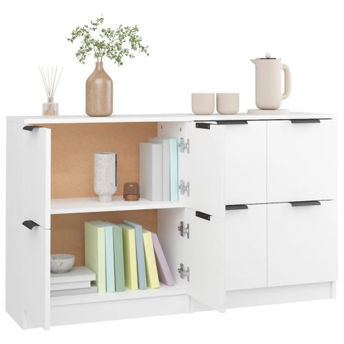 Lot De 2 Buffets - Bahut - Meuble De Rangement Blanc 60x30x70 Cm Bois D'ingénierie