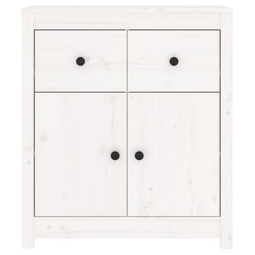 Buffet - Bahut - Meuble De Rangement Blanc 70x35x80 Cm Bois Massif De Pin