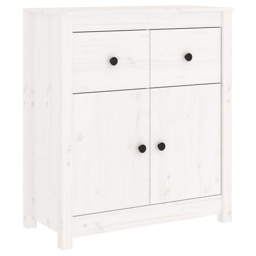 Buffet - Bahut - Meuble De Rangement Blanc 70x35x80 Cm Bois Massif De Pin