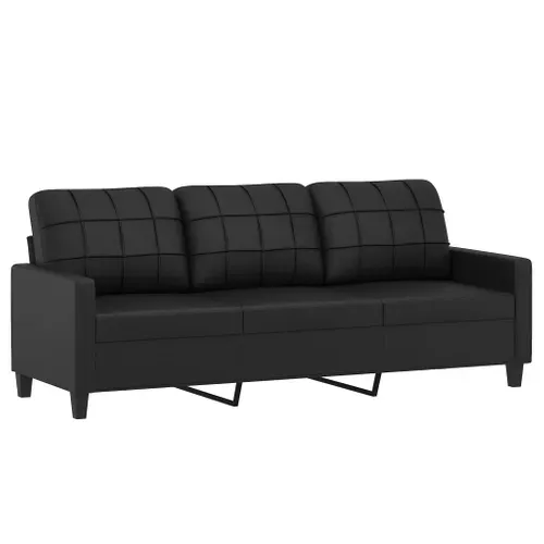 Canapé 3 Places - Canapé Fixe - Canapé Droit Avec Oreillers Décoratifs Noir 180cm Similicuir