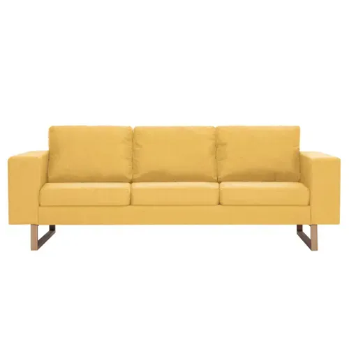 Canapé 3 Places - Canapé Fixe - Canapé Droit Tissu Jaune 200 X 82 X 75 Cm