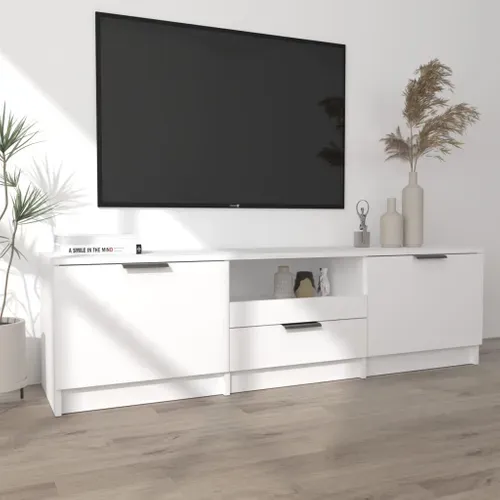 Meuble TV - Banc TV - Meuble De Rangement Pour Salon Blanc 140x35x40 Cm Bois D'ingénierie