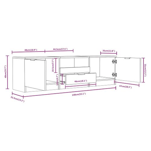 Meuble TV - Banc TV - Meuble De Rangement Pour Salon Blanc 140x35x40 Cm Bois D'ingénierie