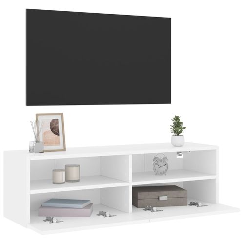 Meuble TV Mural - Mur TV - Meuble De Rangement Pour Salon Blanc 100x30x30 Cm Bois D'ingénierie