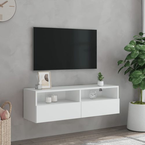 Meuble TV Mural - Mur TV - Meuble De Rangement Pour Salon Blanc 100x30x30 Cm Bois D'ingénierie