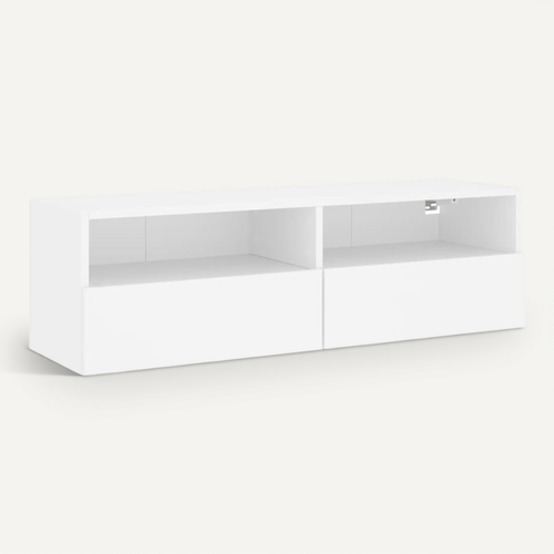 Meuble TV Mural - Mur TV - Meuble De Rangement Pour Salon Blanc 100x30x30 Cm Bois D'ingénierie