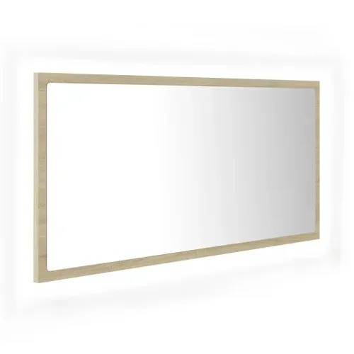 Miroir LED De Salle De Bain - Miroir Mural Avec Éclairage Chêne Sonoma 90x8,5x37 Cm Acrylique