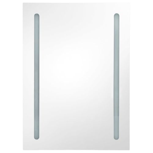 Armoire De Salle De Bain Murale - Armoire De Toilette à Miroir LED Gris Brillant 50x13x70 Cm