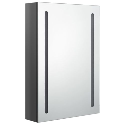 Armoire De Salle De Bain Murale - Armoire De Toilette à Miroir LED Gris Brillant 50x13x70 Cm