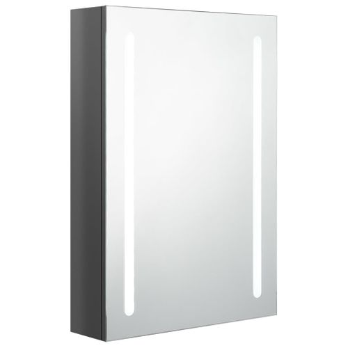 Armoire De Salle De Bain Murale - Armoire De Toilette à Miroir LED Gris Brillant 50x13x70 Cm