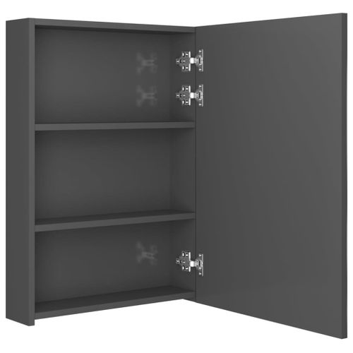 Armoire De Salle De Bain Murale - Armoire De Toilette à Miroir LED Gris Brillant 50x13x70 Cm