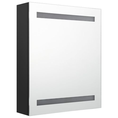 Armoire De Salle De Bain Murale - Armoire De Toilette à Miroir LED Noir 50x14x60 Cm
