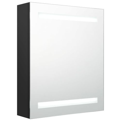 Armoire De Salle De Bain Murale - Armoire De Toilette à Miroir LED Noir 50x14x60 Cm