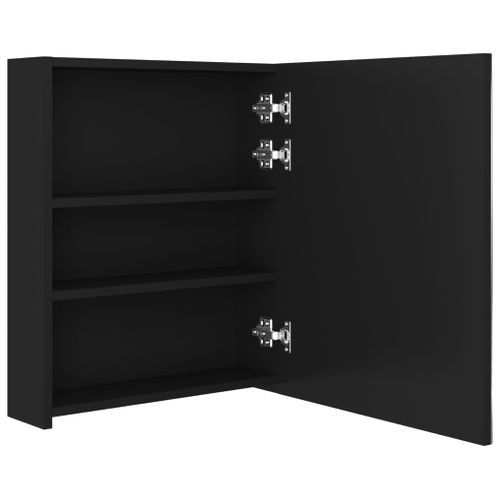 Armoire De Salle De Bain Murale - Armoire De Toilette à Miroir LED Noir 50x14x60 Cm