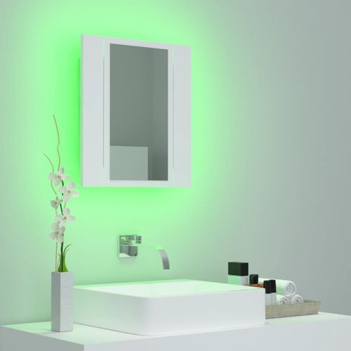 Armoire Salle De Bain à Miroir LED - Armoire De Toilette Murale Blanc 40x12x45 Cm Acrylique