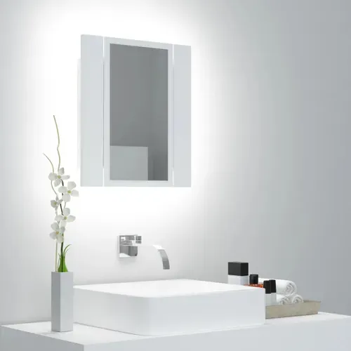 Armoire Salle De Bain à Miroir LED - Armoire De Toilette Murale Blanc 40x12x45 Cm Acrylique