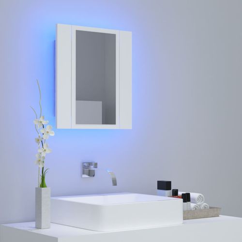 Armoire Salle De Bain à Miroir LED - Armoire De Toilette Murale Blanc 40x12x45 Cm Acrylique