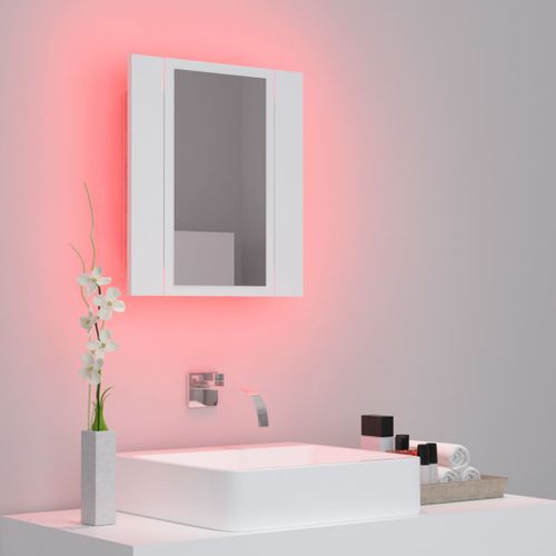 Armoire Salle De Bain à Miroir LED - Armoire De Toilette Murale Blanc 40x12x45 Cm Acrylique