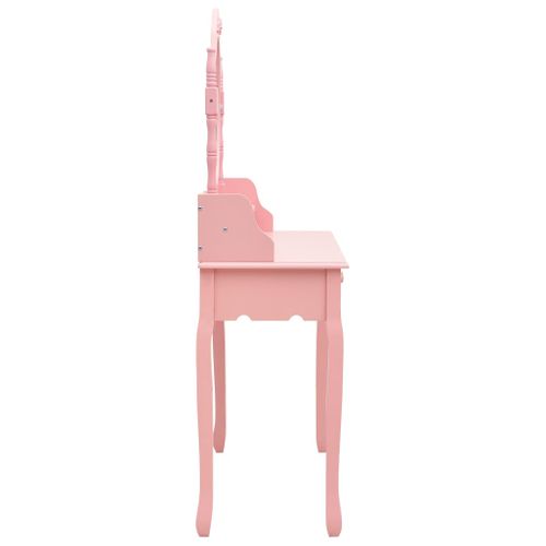 Ensemble De Coiffeuse - Table De Maquillage Avec Tabouret Rose 75x69x140 Cm Paulownia