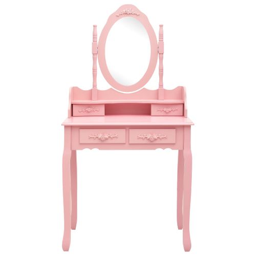 Ensemble De Coiffeuse - Table De Maquillage Avec Tabouret Rose 75x69x140 Cm Paulownia