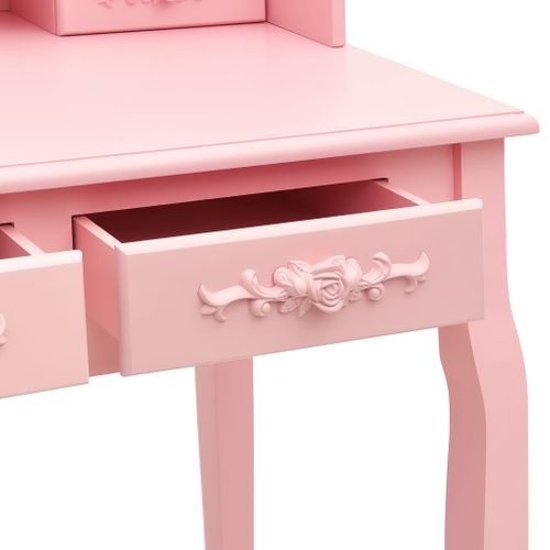 Ensemble De Coiffeuse - Table De Maquillage Avec Tabouret Rose 75x69x140 Cm Paulownia