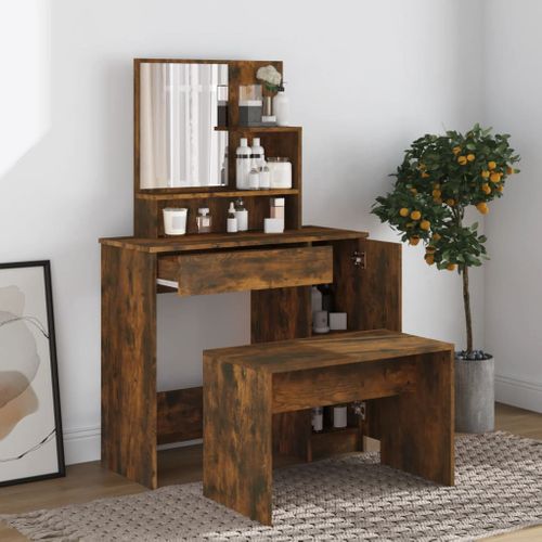 Ensemble Coiffeuse Noire 86,5x35x136 Cm - Meuble Lavabo Avec Miroir ? (Neuf)