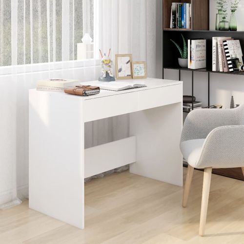 Bureau D'ordinateur Mati Blanc 138x50x76 Cm - Avec 2 Tiroirs - Feldmann-Wohnen