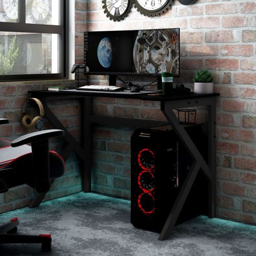 Bureau Gaming - Table De Jeu - Bureau Gamer Avec Pieds En Forme De K Noir 110x60x75 Cm