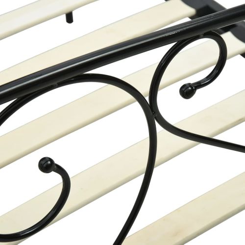Lit Double - Lit Adulte Simple - Cadre De Lit à Baldaquin Noir Métal 140x200 Cm