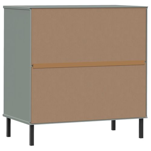Commode - Meuble De Rangement Avec 3 Tiroirs Gris 77x40x79,5 Cm Bois Massif Oslo