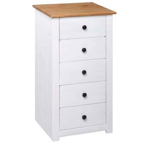 Chiffonnier - Meuble De Rangement Blanc 46x40x89 Cm Pin Gamme Panama