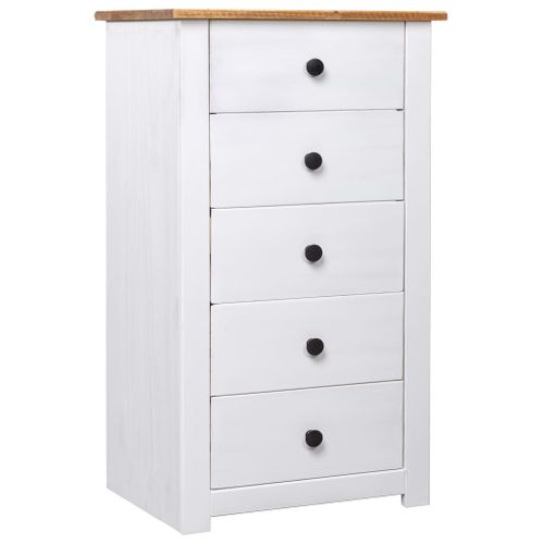 Chiffonnier - Meuble De Rangement Blanc 46x40x89 Cm Pin Gamme Panama