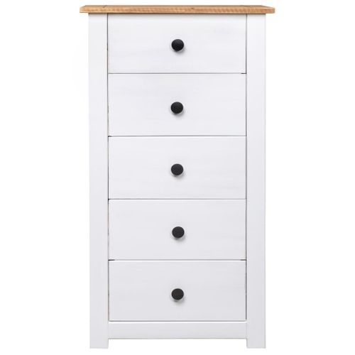 Chiffonnier - Meuble De Rangement Blanc 46x40x89 Cm Pin Gamme Panama