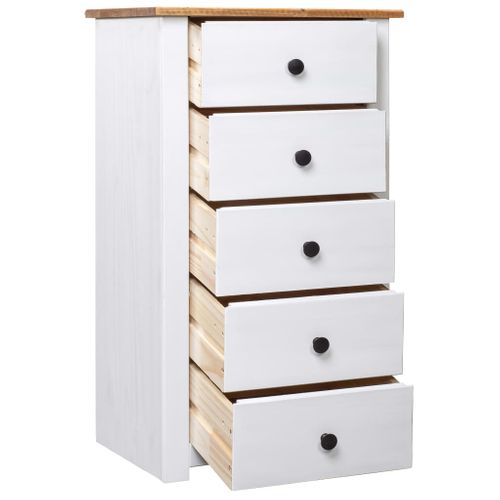 Chiffonnier - Meuble De Rangement Blanc 46x40x89 Cm Pin Gamme Panama