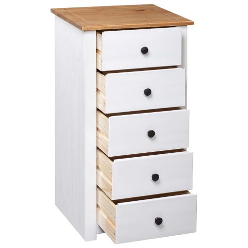 Chiffonnier - Meuble De Rangement Blanc 46x40x89 Cm Pin Gamme Panama