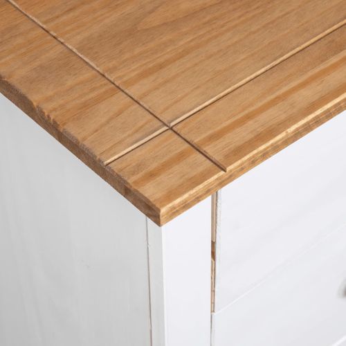 Chiffonnier - Meuble De Rangement Blanc 46x40x89 Cm Pin Gamme Panama