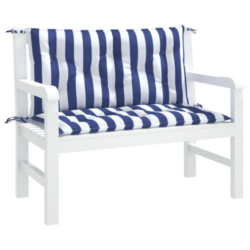 Lot De 2 Coussins De Banc De Jardin - Coussins De Siège Rayures Bleues Et Blanches