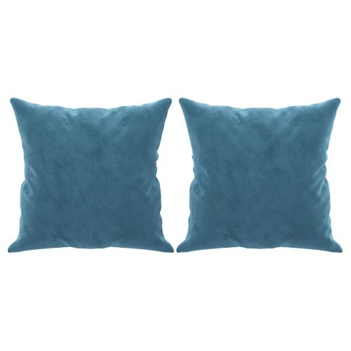 Canapé 2 Places - Canapé Fixe - Canapé Droit Avec Oreillers Décoratifs Bleu 140 Cm Velours