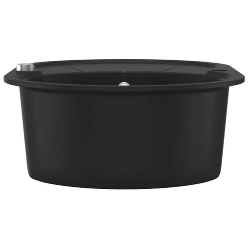 Évier De Cuisine - Bac à Laver En Granit Bac Unique Ovale Noir
