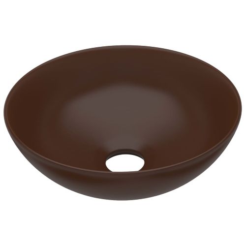 Lavabo - Vasque De Salle De Bain Céramique 28 X 10 Cm Marron Rond