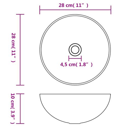 Lavabo - Vasque De Salle De Bain Céramique 28 X 10 Cm Marron Rond