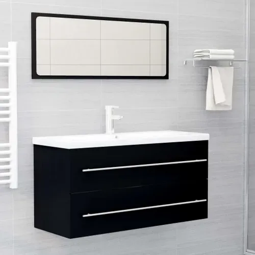 Meuble Sous-vasque, Meuble De Salle De Bain, Meuble Sous-lavabo Noir 100x38,5x48 Cm Aggloméré